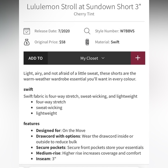 Lululemon Stroll at Sundown Short 3" - Picture 2 of 10
